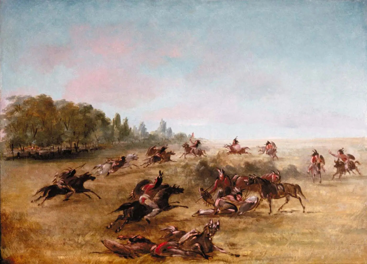 Groupe de guerre monté parcourant un fourré - George Catlin - Alpha Reproduction