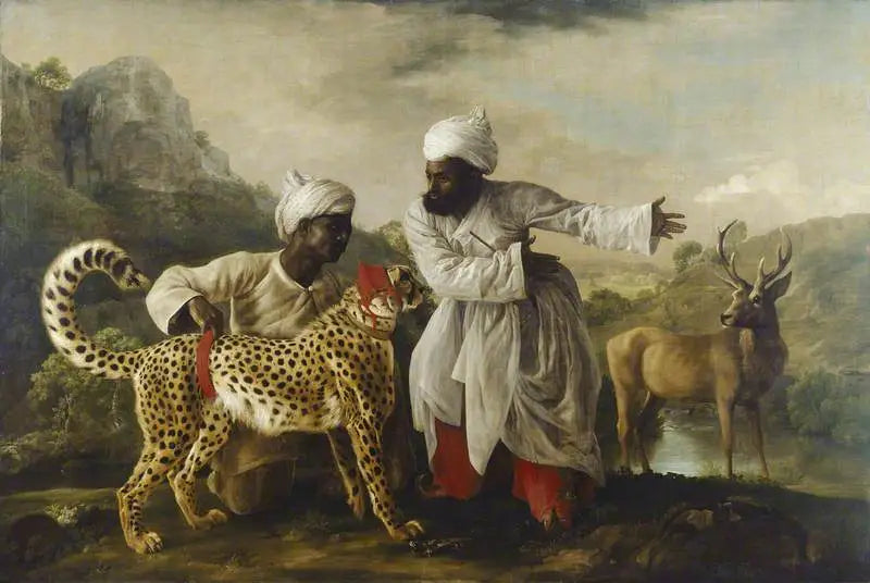 Guépard et cerf avec deux Indiens - George Stubbs - Alpha Reproduction