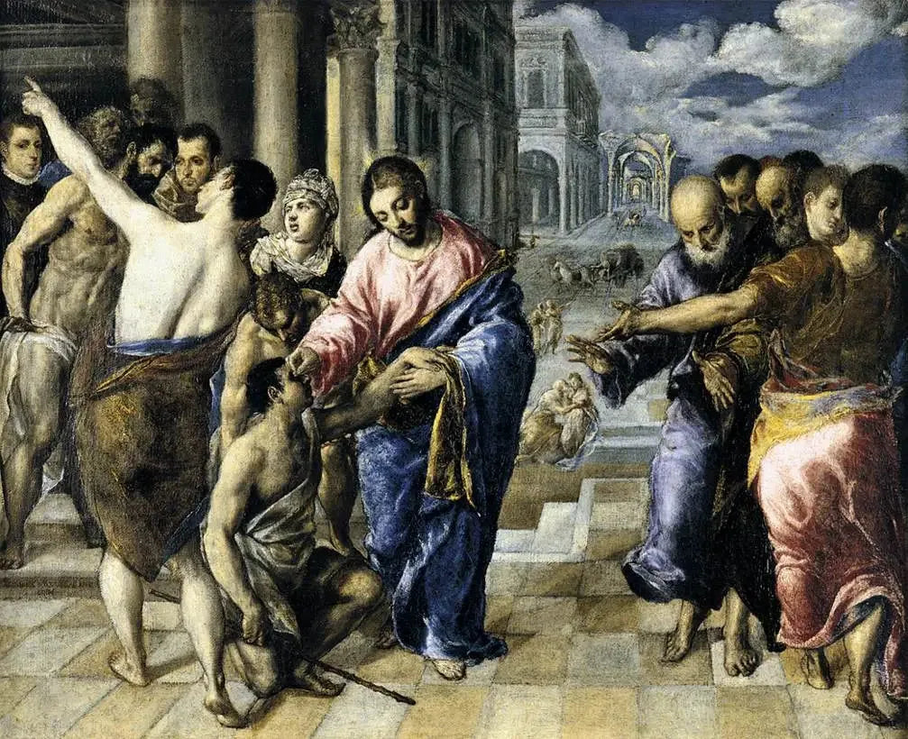 Guérison de l'aveugle de naissance - El Greco image 1 copie de tableau peinte à la main