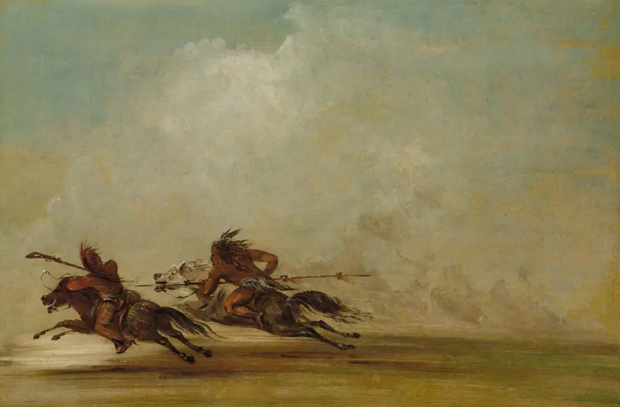 Comanche Warrior Throwing an Osage, at Full Speed - George Catlin
