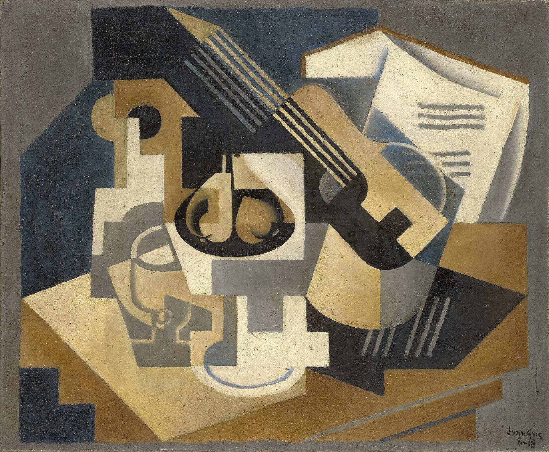 Guitar and compote on a table - Juan Gris