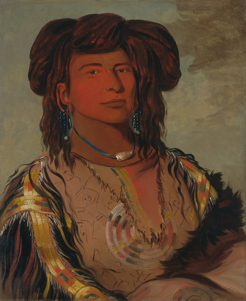 Ha-wón-je-tah, A Horn, Principal Chief of the Miniconjou tribe - George Catlin