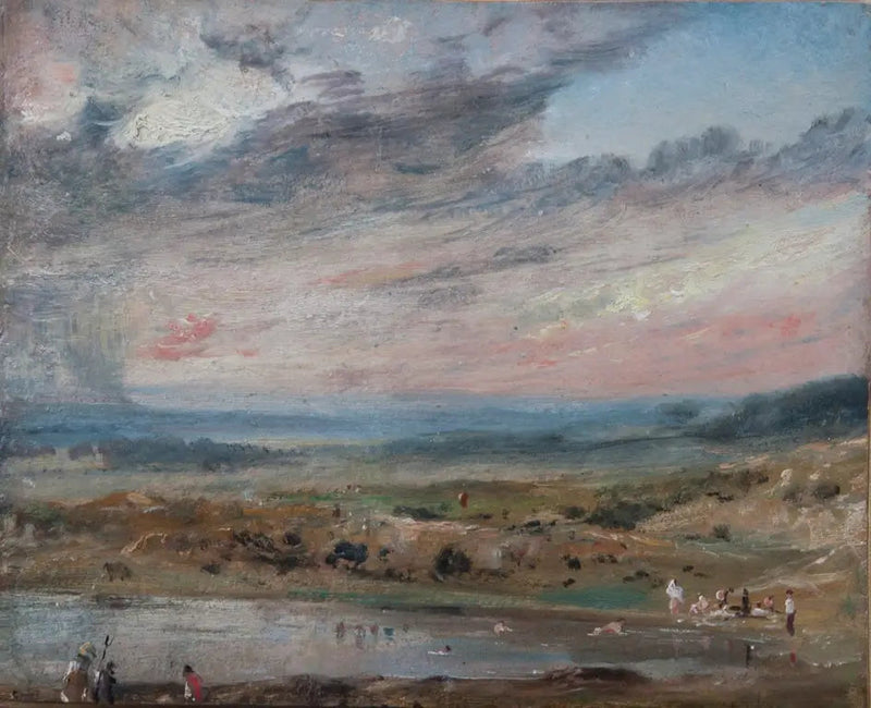 Hampstead Heath, with pond and swimmers - John Constable