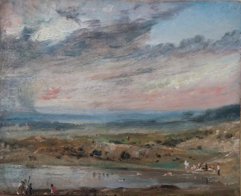 Hampstead Heath, with pond and swimmers - John Constable