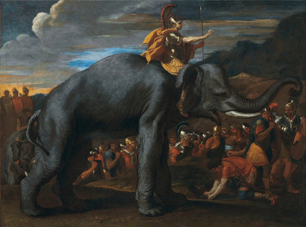 Hannibal traversant les Alpes à dos d'éléphant - Nicolas Poussin image 1 reproduction artisanale de tableau
