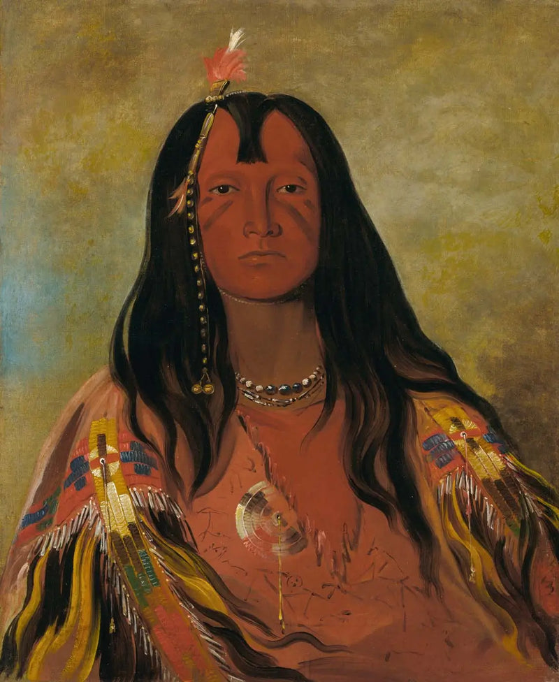 H'co-a-h'co-a-h'cotes-min, No horns on the head, a brave - George Catlin