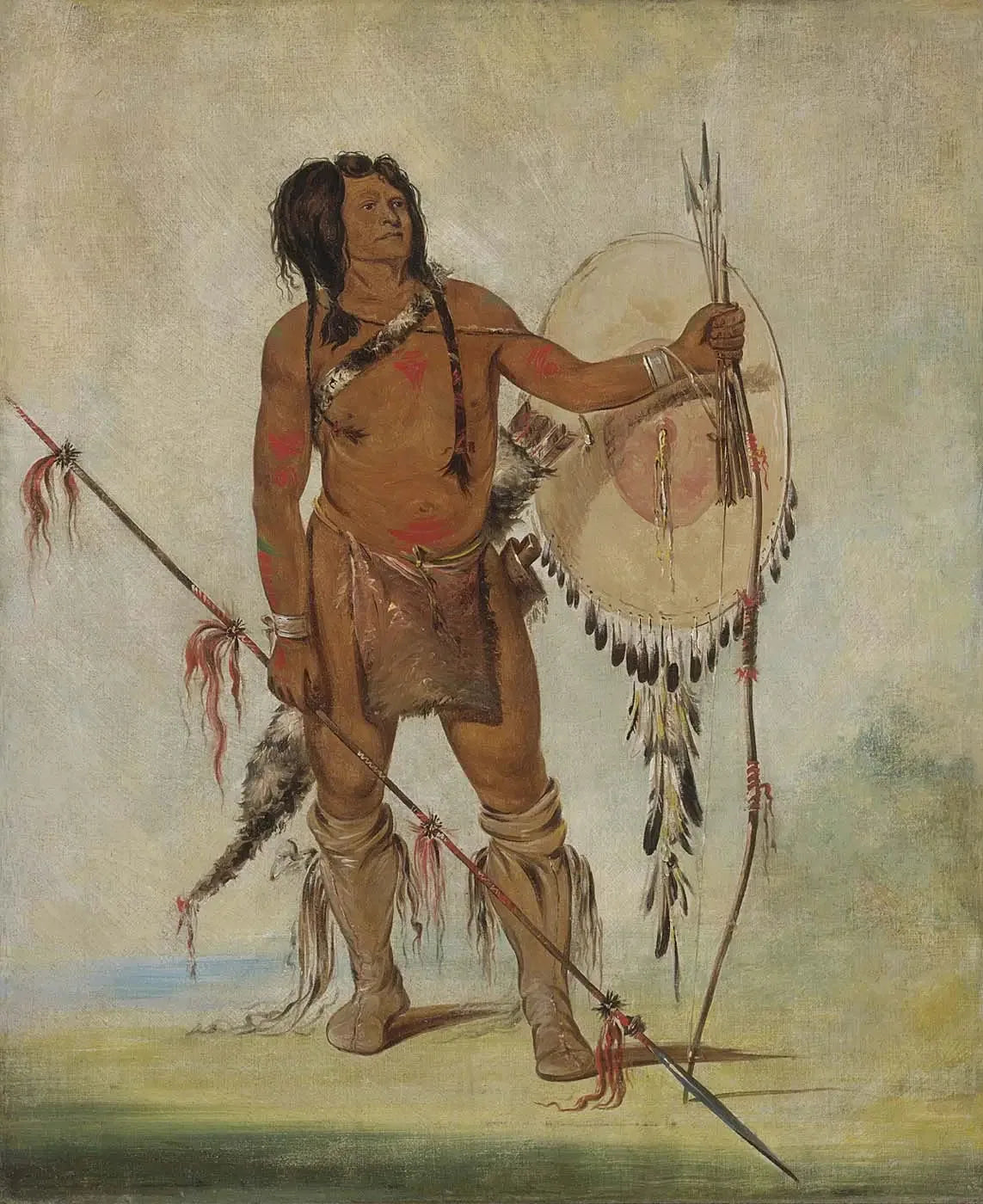 His-oo-sán-chees, Petit Espagnol, un Guerrier - George Catlin image 1 tableau peint à l’huile sur toile