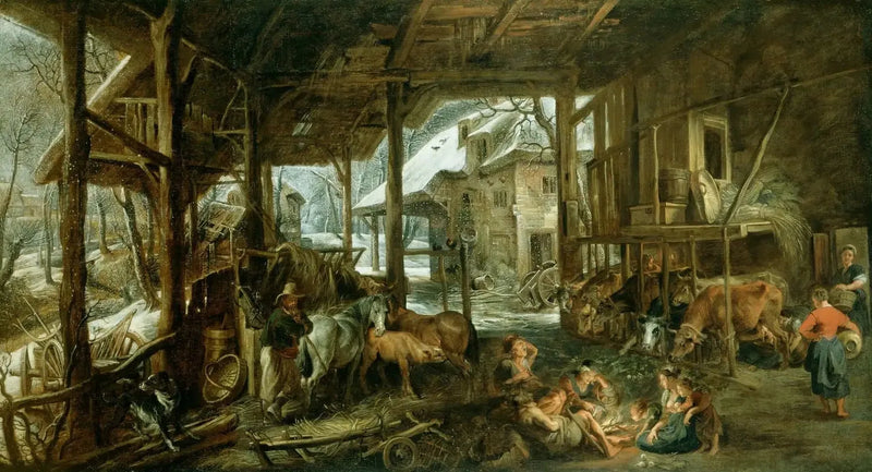 Winter: The Interior of a Barn - Peter Paul Rubens