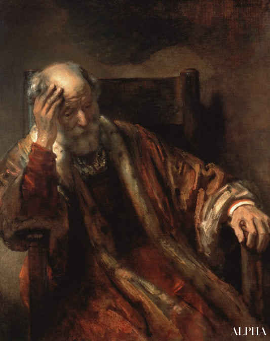 Homme âgé sur une chaise - Rembrandt van Rijn - Reproductions de tableaux et peintures haut de gamme