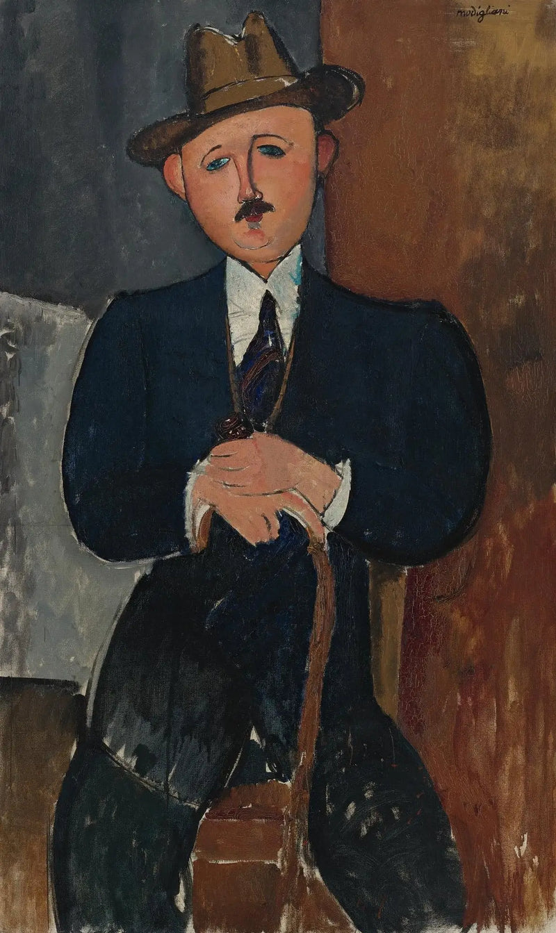 Sitting Man (leaning on a cane) - Amedeo Modigliani