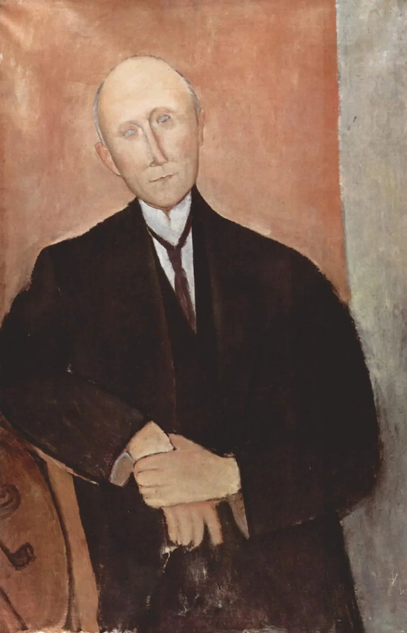 Man Sitting on Orange Background - Amedeo Modigliani