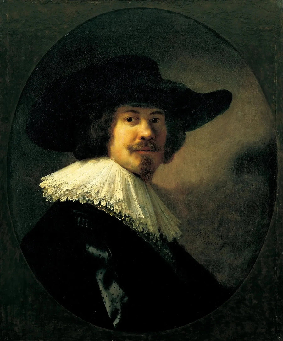 Portrait of a Man with a Wide-Brimmed Hat - Rembrandt