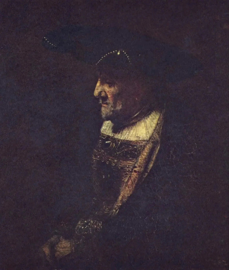 Man with a Hat Decorated with Pearls - Rembrandt