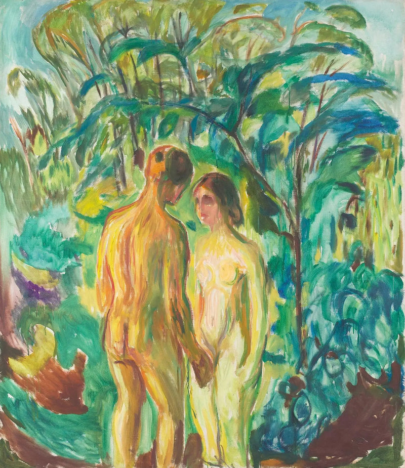 Man and Woman Nude in the Woods - Edvard Munch
