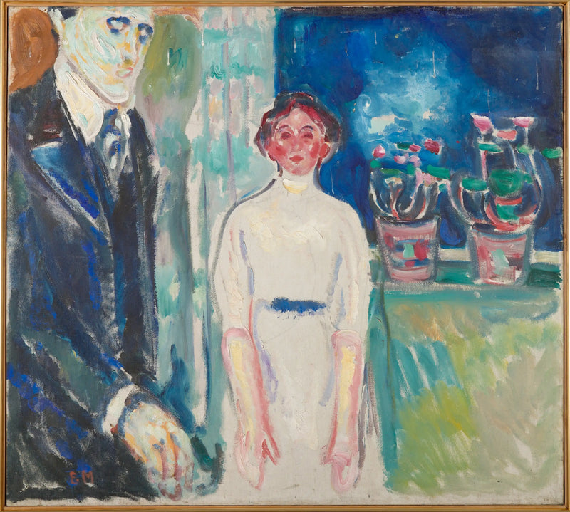 Man and Woman by the Window with Potted Plants - Edvard Munch