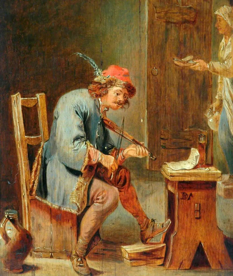 Man playing the violin - David Teniers the Younger
