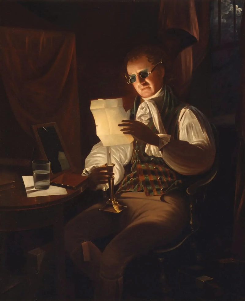 Man reading by candlelight - Rembrandt Peale