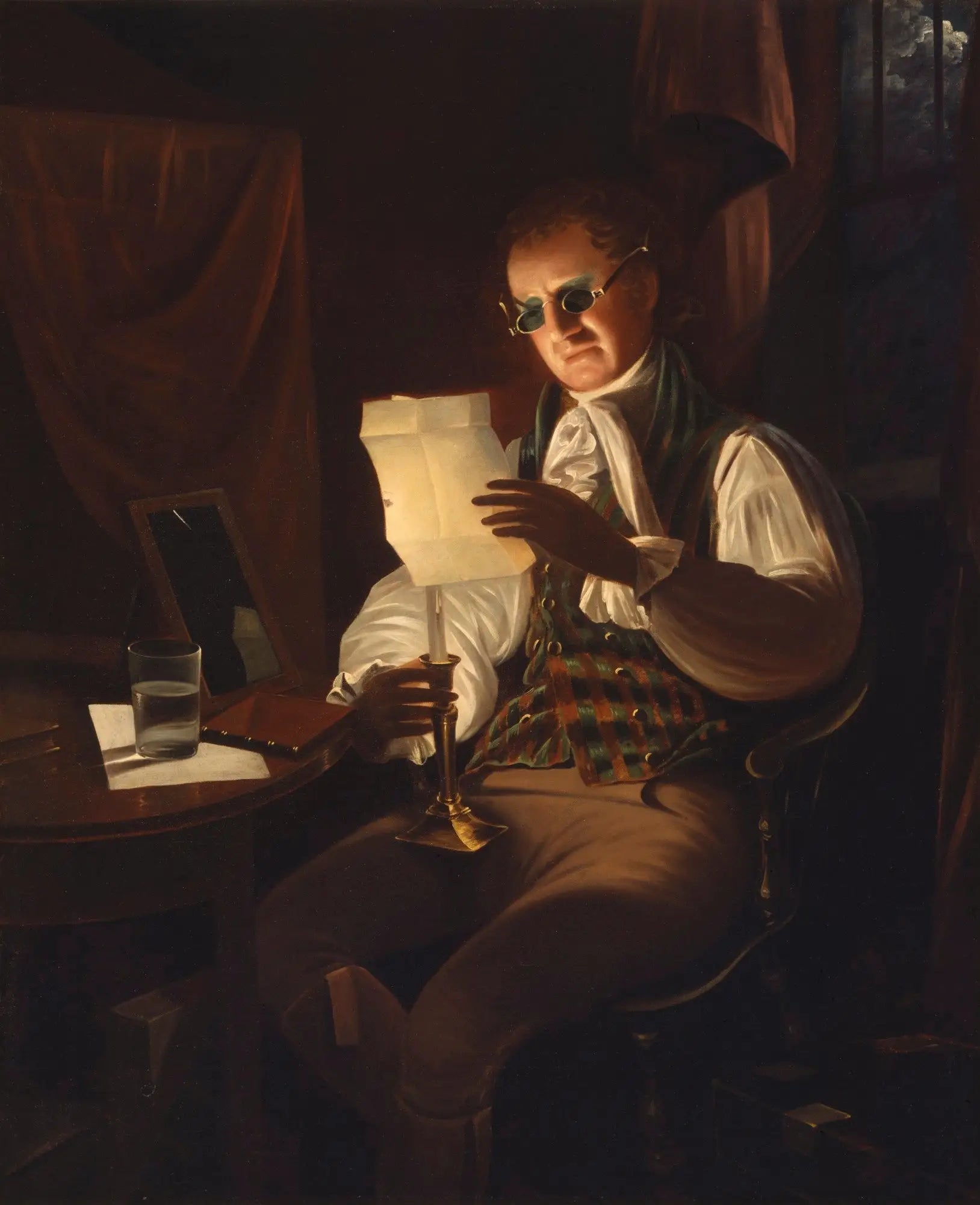 Homme lisant à la lueur des bougies - Rembrandt Peale - Alpha Reproduction