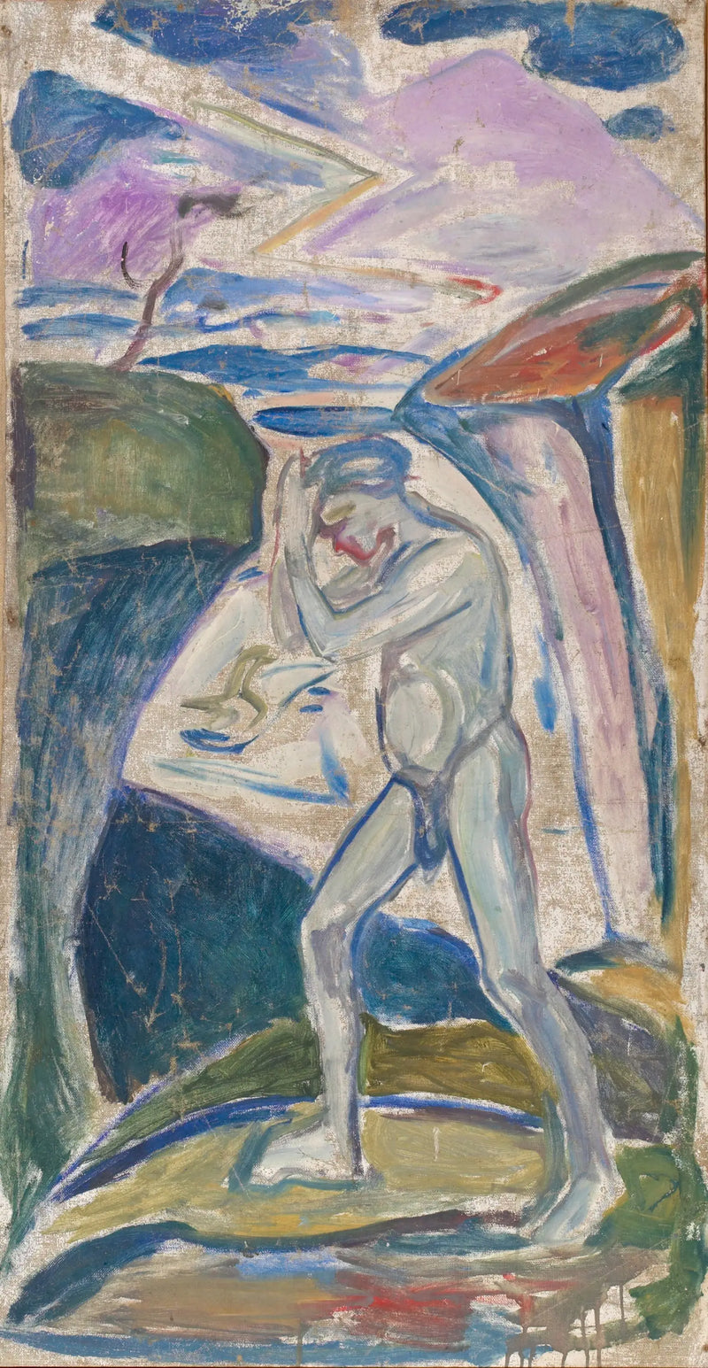 Nude Man in a Rocky Landscape - Edvard Munch