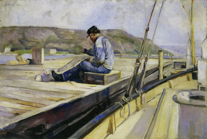 Man Repairing a Net - Edvard Munch