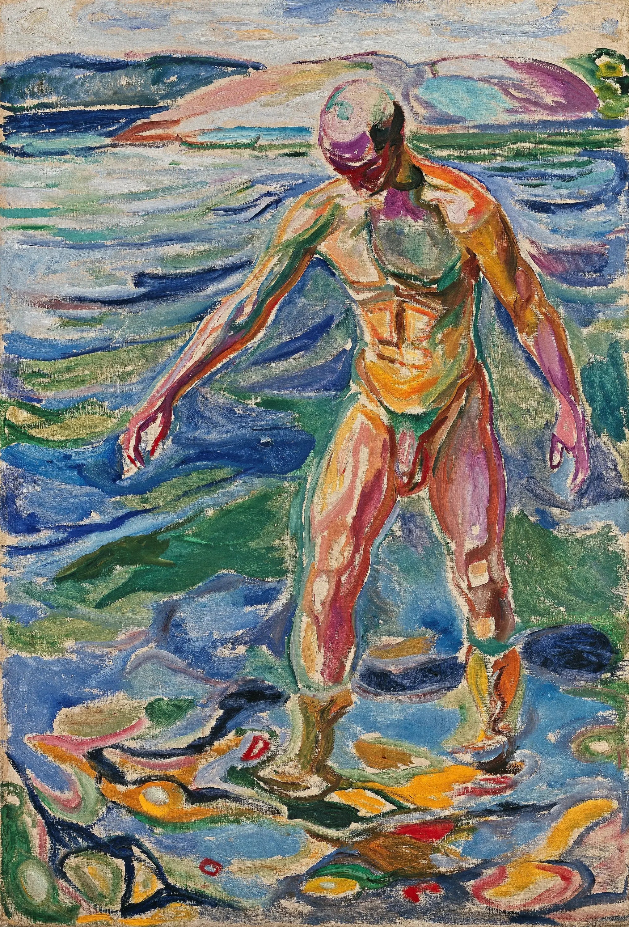 Reproduction du tableau « Homme se baignant - Edvard Munch » par Alpha Reproduction en peinture à l’huile