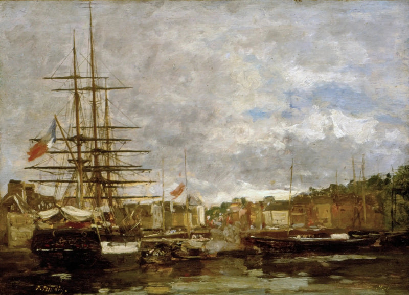 Honfleur - Ships Moored in the Port - Eugène Boudin