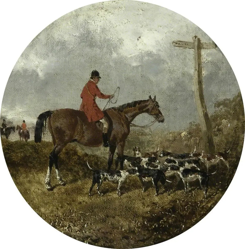 Eight circular scenes of fox hunting: hunter and dogs - John Frederick Herring, Sr.
