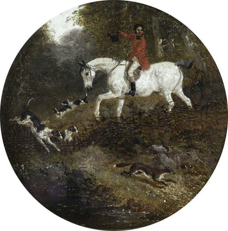 Eight circular fox hunting scenes: dogs chasing a fox in hiding - John Frederick Herring, Sr.