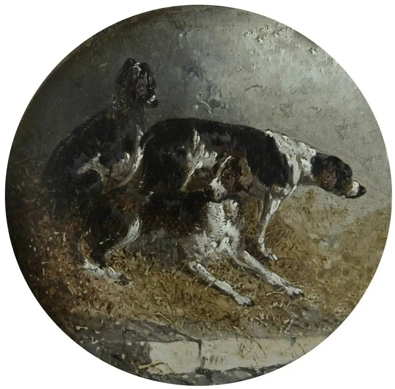 Eight circular scenes of fox hunting: three dogs resting - John Frederick Herring, Sr.