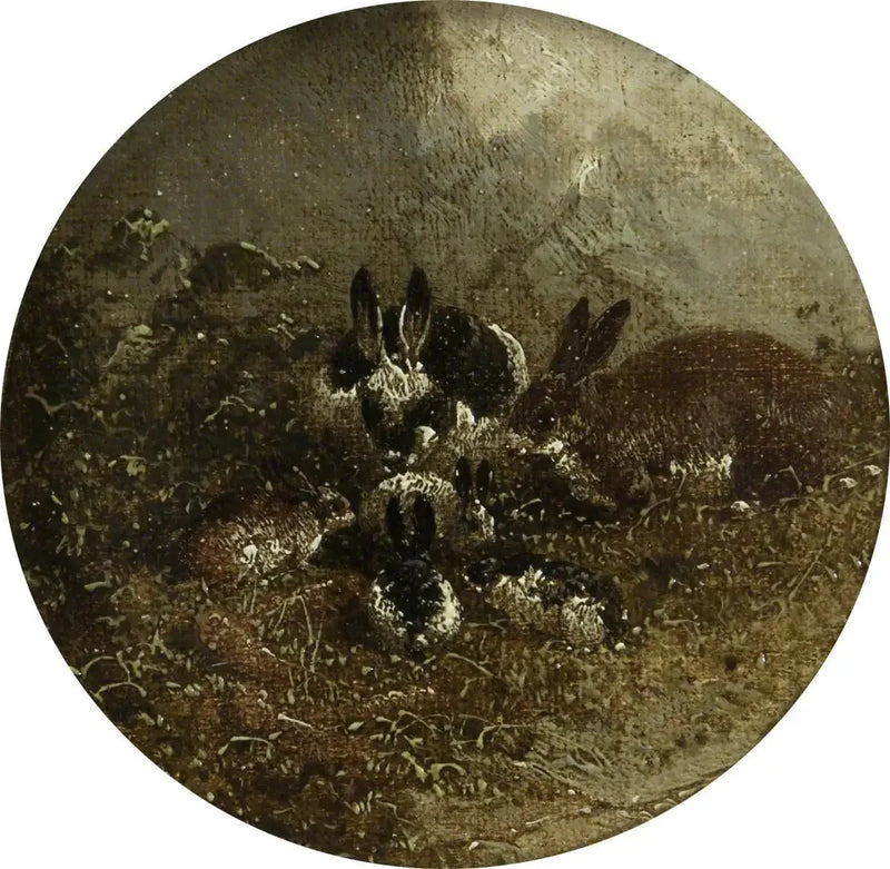Eight Circular Farm Scenes: Rabbits - John Frederick Herring, Sr.