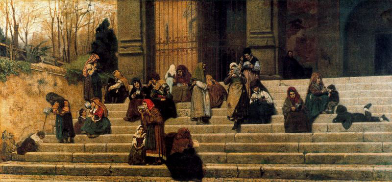 Rome Impressions (The Poor on the Steps of the Ara Caeli Convent in Rome) - Federico Zandomeneghi