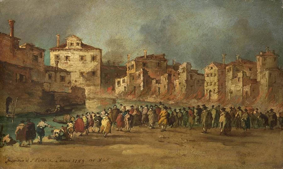 Fire at the San Marcuola oil depot, Venice, November 28, 1789 - Francesco Guardi