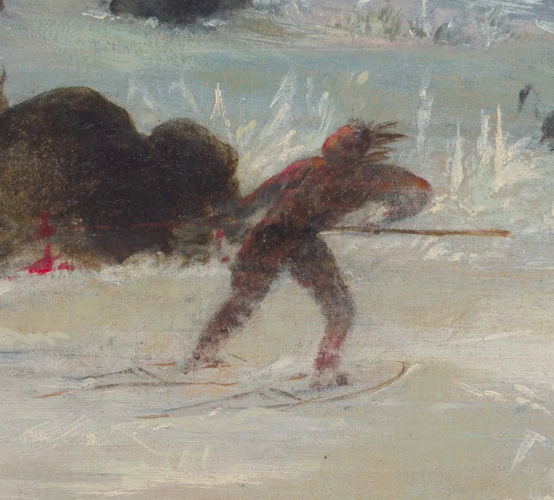 Assiniboine Indians Pursuing the Bison on Snowshoes - George Catlin