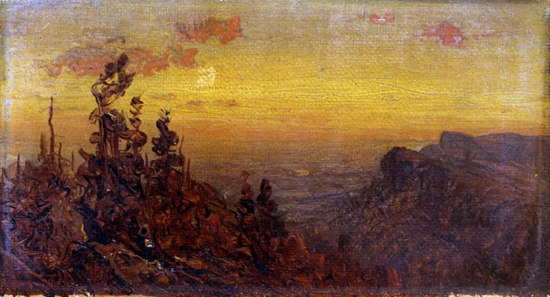 Native Americans at the campfire - Moonrise - Sanford Robinson Gifford