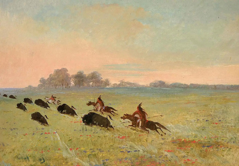 Comanche Indians hunting bison - George Catlin