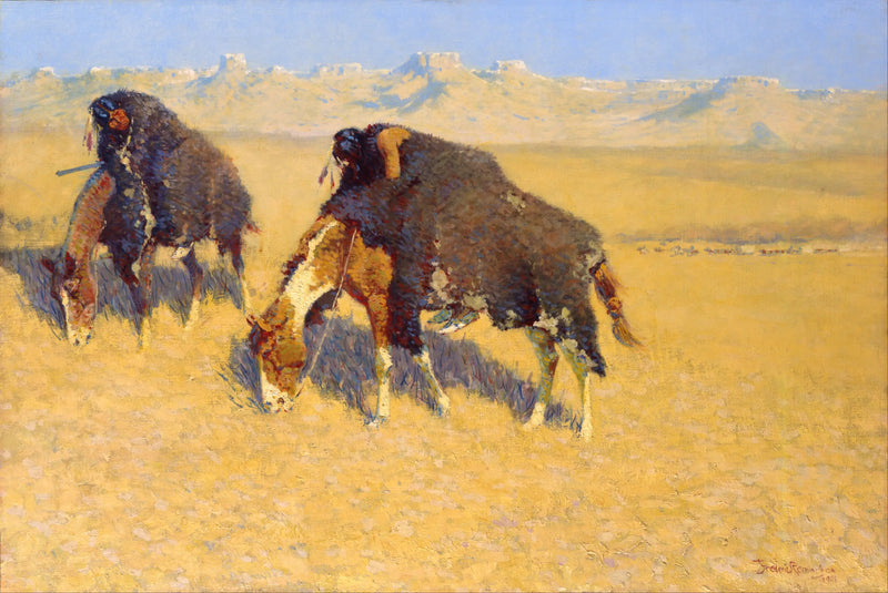 Native Americans Simulating Bison - Frederic Remington