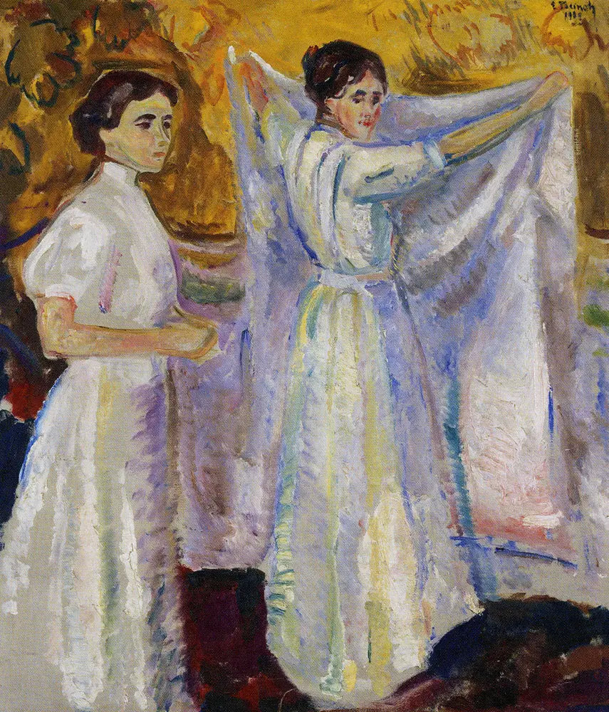 Reproduction du tableau « Infirmières locataire une feuille - Edvard Munch » par Alpha Reproduction en peinture à l’huile