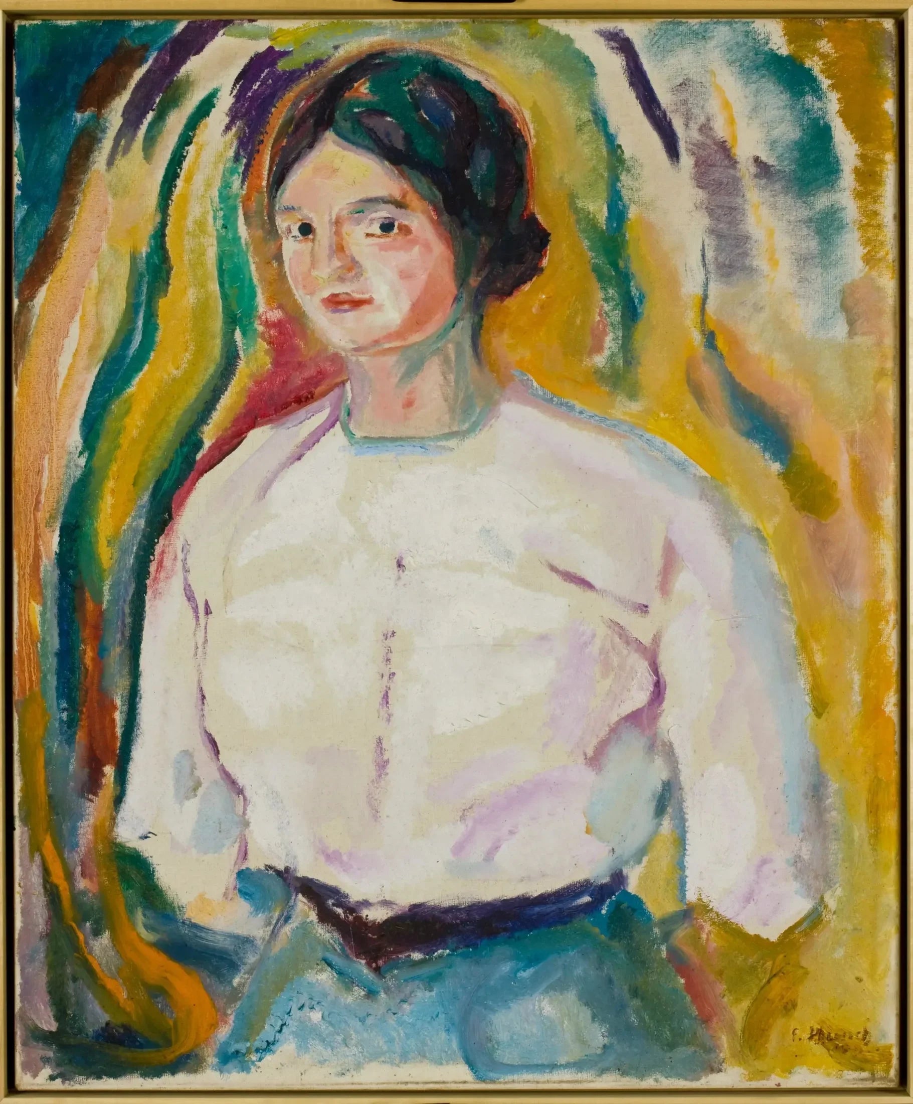 Ingeborg avec ses mains derrière son dos - Edvard Munch image 1 reproduction artisanale de tableau