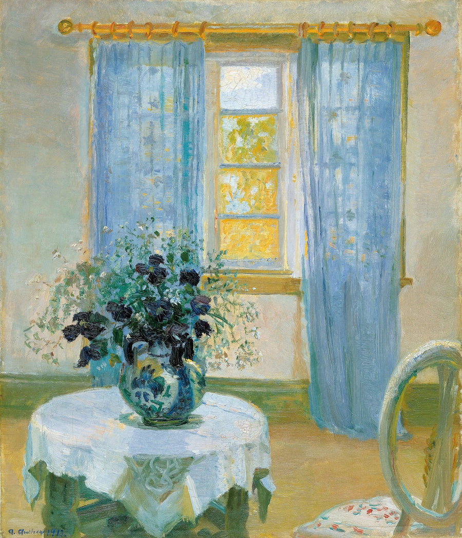Intérieur avec clématite - Anna Ancher image 1 reproduction de peinture à l’huile
