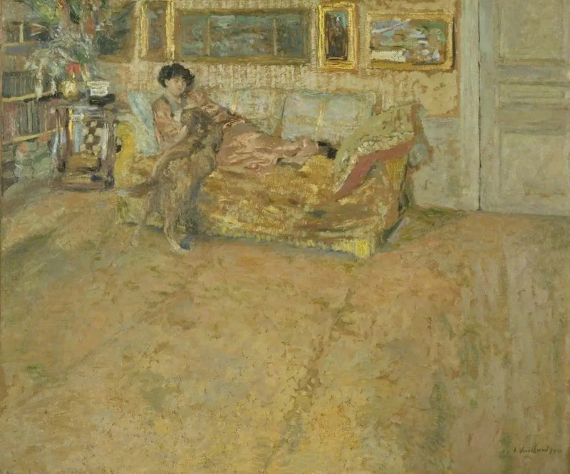 Interior with Madame Hessel and her dog - Édouard Vuillard