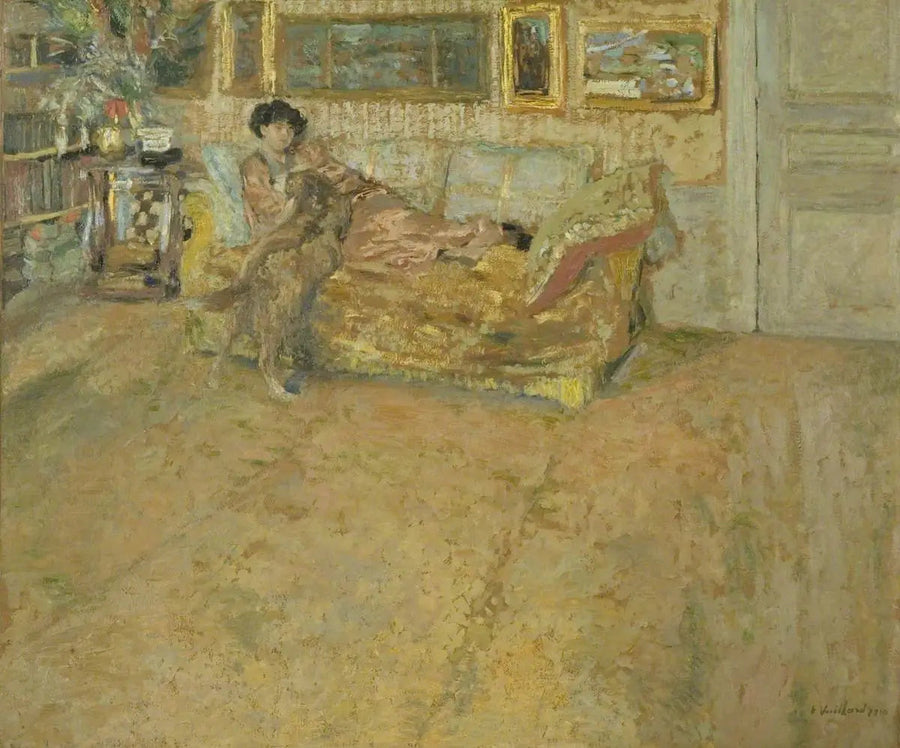 Interior with Madame Hessel and her dog - Édouard Vuillard