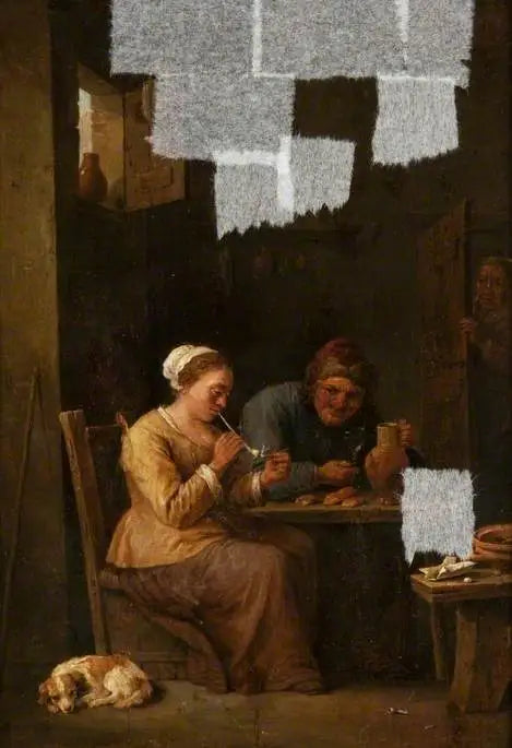 Interior with a man and a woman at a table - David Teniers the Younger