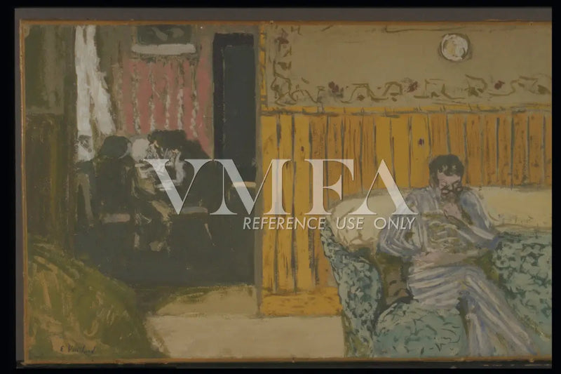 Interior with a Man Reading - Édouard Vuillard