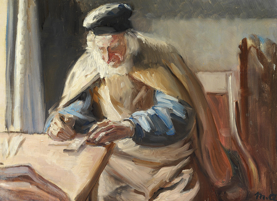 Interior with an old man. - Michael Peter Ancher