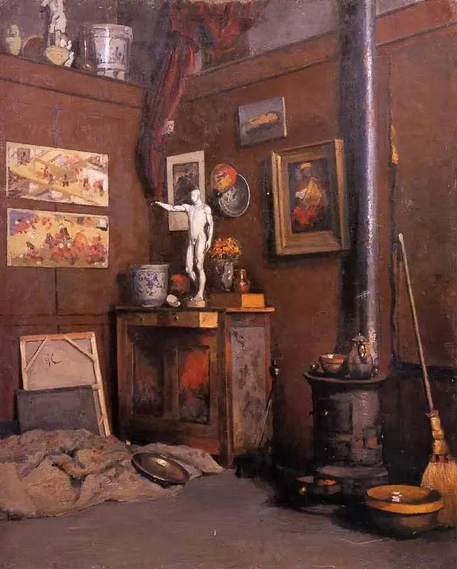 Studio Interior with Stove - Gustave Caillebotte