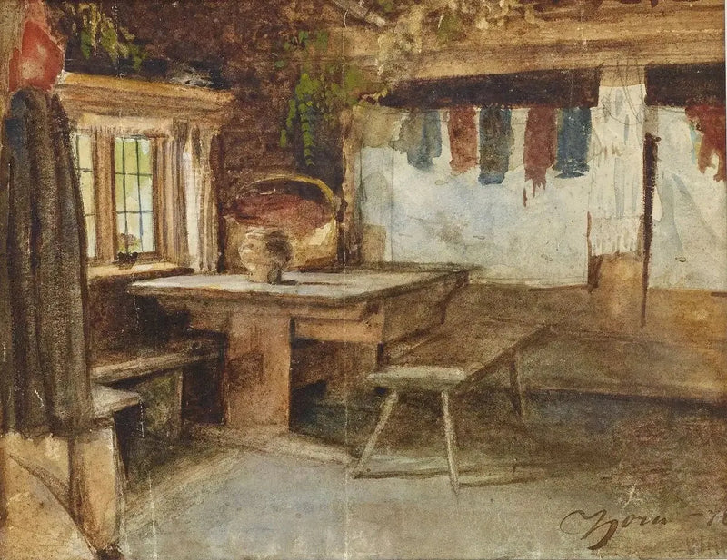Interior of a chalet in Mora - Anders Zorn