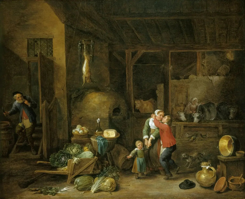 Interior of a family house with characters (