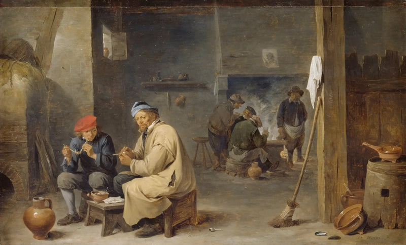 Interior of a tavern with smoking peasants - David Teniers the Younger