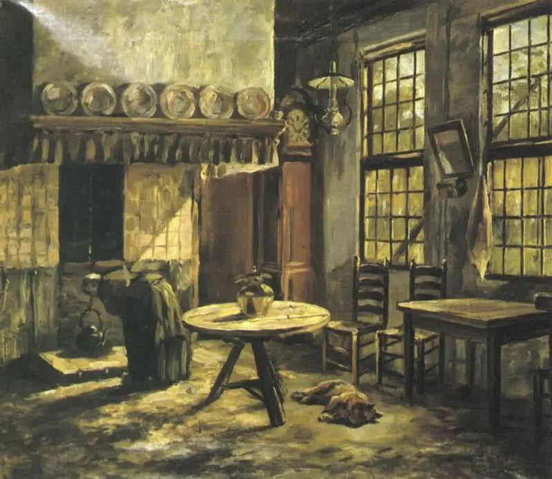Farm Interior with Fireplace in the Achterhoek - Piet Mondrian