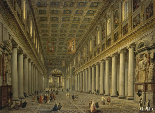 Intérieur de la basilique Sainte-Marie-Majeure (Santa Maria Maggiore) a Roma - Giovanni Paolo Panini - Reproductions de tableaux et peintures haut de gamme